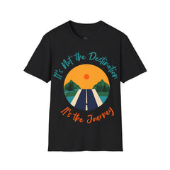 Its Not The Destination Its The Journey Retro Sunset Unisex Softstyle T-Shirt  A unique motivational expression of setting goals