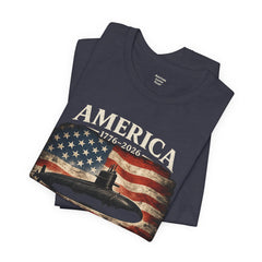 America 250th Submarine 125th Flag T-Shirt — Vintage USA Military Tee