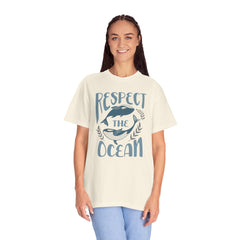Whales, Respect The Ocean -  Graphic Unisex Garment-Dyed T-shirt