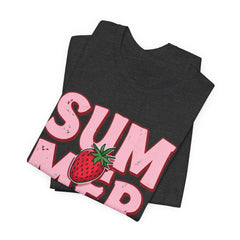 Summer Strawberry T-Shirt — Cute Pink Graphic Tee with Strawberry "SUMMER" Design