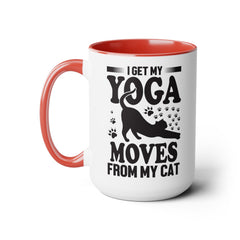 Funny Cat Graphic Mug, I Get My Yoga Moves From My Cat, Feline Mug, Pet Lover, Yoga Lover Mug, Cat Lover Mug, Gift for her, Workout Mug, Gift for Mom
