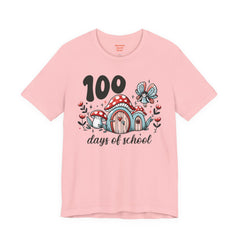 100 DAYS OF SCHOOL Toadstool House - Unisex Short Sleeve Tee | Elementary School Holiday, Teacher Apparel, Kids Motivation, Teacher Sarcasm