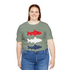 Patriotic Trout T-Shirt — Red White & Blue Fish Tee
