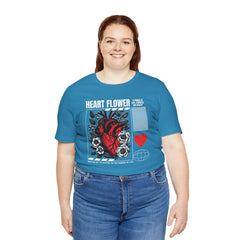 Heart Flower Tee - Nuturing Affection In The Garden Of Life - Positive Vibes Unisex Jersey Short Sleeve Tee
