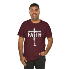 Faith Cross Prosthetic Leg T‑Shirt — Amputee Inspirational Christian Tee