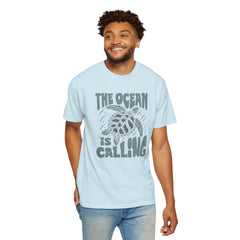 Sea Turtle, The Ocean Is Calling -  Graphic Unisex Garment-Dyed T-shirt