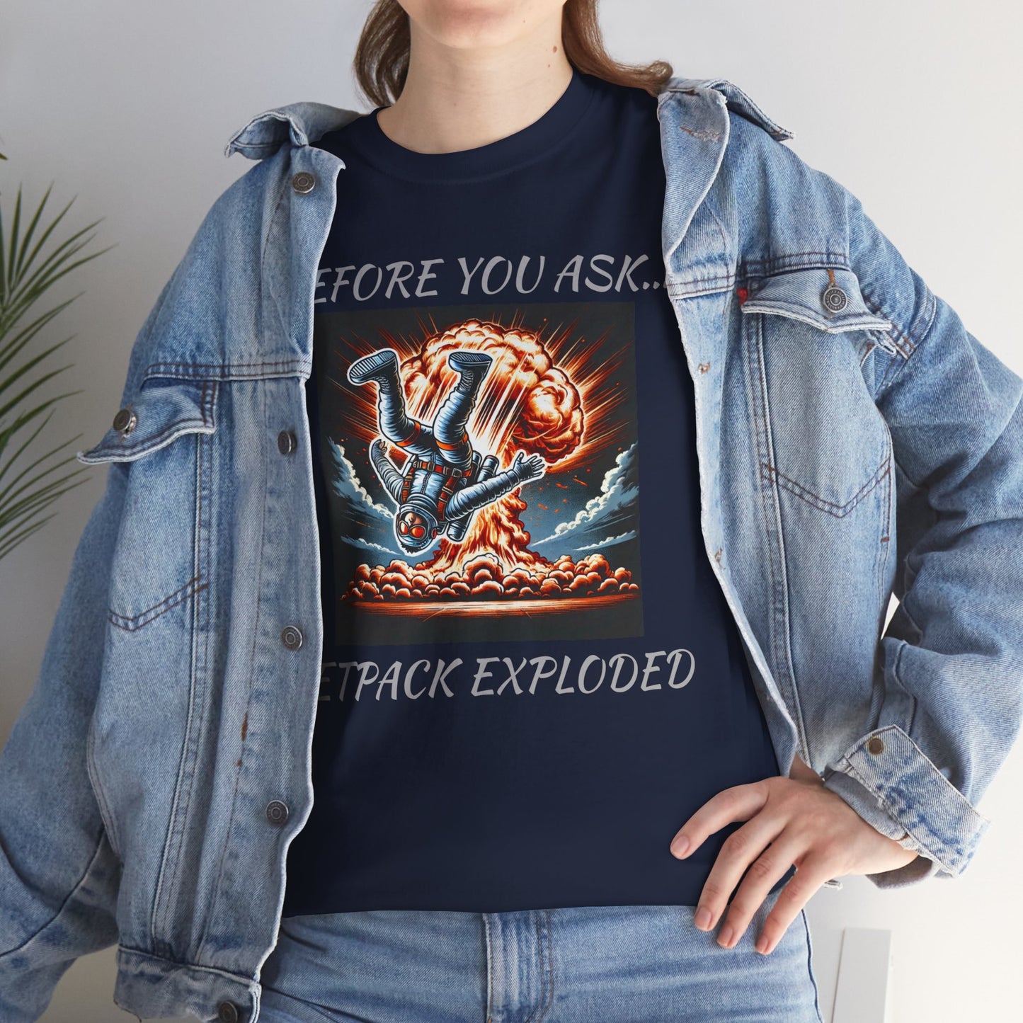 Amputee Exploding JetPack Humor - Unisex Garment-Dyed T-shirt