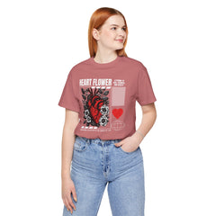 Heart Flower Tee - Nuturing Affection In The Garden Of Life - Positive Vibes Unisex Jersey Short Sleeve Tee