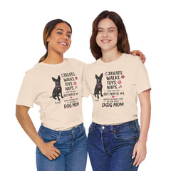 Personalized Your Dog and its name Mother's Day T-Shirt — 'Treats. Walks. Toys. Naps.