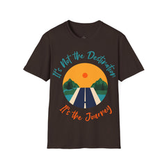 Its Not The Destination Its The Journey Retro Sunset Unisex Softstyle T-Shirt  A unique motivational expression of setting goals