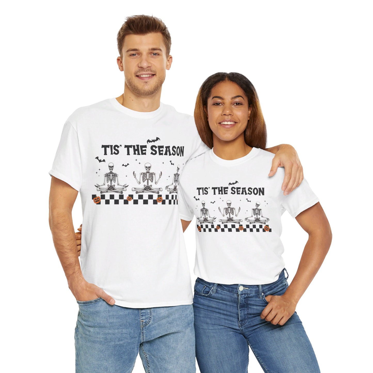 Tis The Season Skeletons Halloween - Graphic Unisex Heavy Cotton Tee