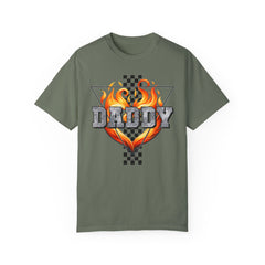 GO DADDY graphic, Comfort Colors 1717, unisex garment-dyed t-shirt, retro graphic tee, gift for him, Birthday gift tee, Vintage checkered graphic tee, Flames Tee, Fathers Day Shirt