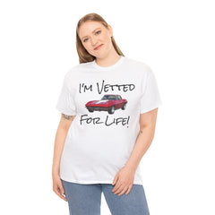Red Corvette Summer Unisex Tee - I'm Vetted For Life Front and Back Image T Shirt