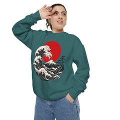 Japanese Wave and Red Sun Comfort Colors Sweatshirt