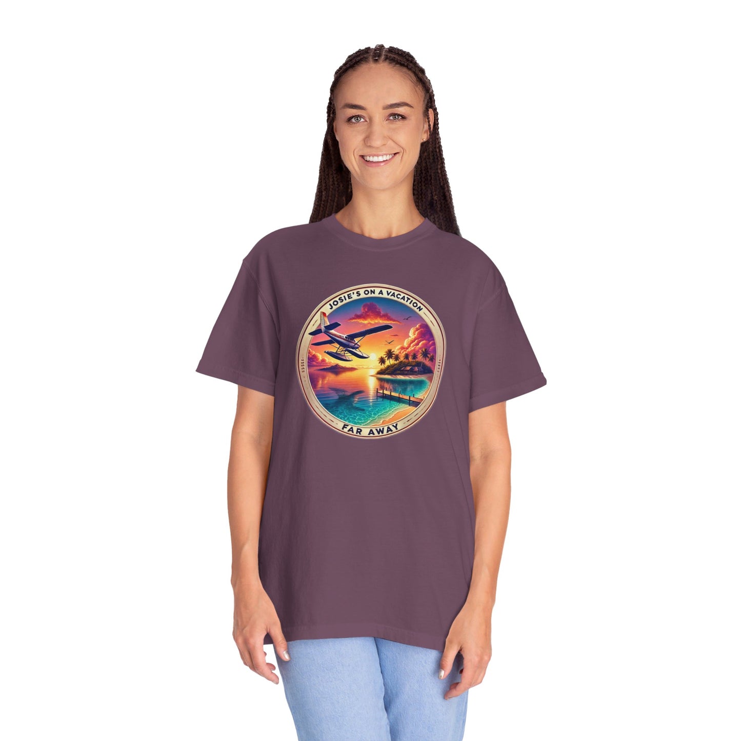 Josies On A Vacation Far Away Graphic Unisex Garment-Dyed T-shirt