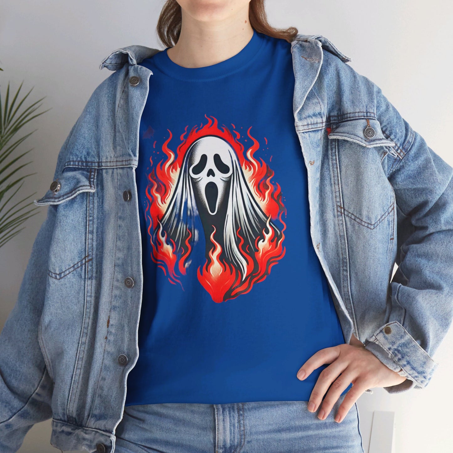 Fiery Fire Ghost - Graphic Unisex Heavy Cotton Tee