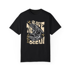Whales, Save The Ocean -  Graphic Unisex Garment-Dyed T-shirt
