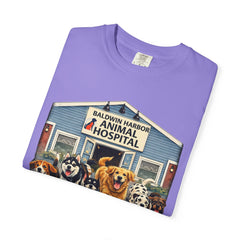 Pitbull Added "Who Let the Dogs Out?" Baldwin Harbor Animal Hospital Cute Vet Clinic T Shirt