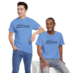 Albany Unisex Heavy Cotton Tee - Retro Dunder Mifflin Design for Nostalgic Fans
