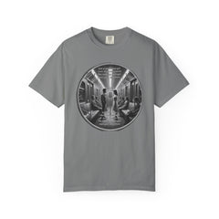 Don;t Stop Believing Subway Reflection T-Shirt — Vintage Black & White Urban Photo Tee