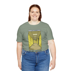 Do Not Question The Hallway T-Shirt — Retro Yellow Corridor Graphic Tee