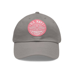 United States Navy Submarine Veteran Dad Hat with Leather Patch (Round) / Dolphins / Submarine Breast Insignia