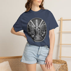 Don;t Stop Believing Subway Reflection T-Shirt — Vintage Black & White Urban Photo Tee
