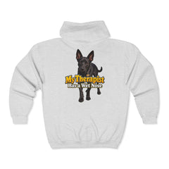 Personalized with your dogs image Zip Hoodie — "My Therapist Has a Wet Nose" Graphic
