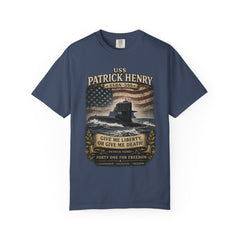 USS Patrick Henry SSBN 599 Submarine T-Shirt with a quote from its namesake