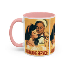 Mug - Vintage He Joined The Submarine Service Unique Tri Panel Image Accent Coffee Mug (11, 15oz)