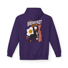 Breakfast Club Hoodie — Cute Black Dog, Bacon & Egg Graphic Pullover