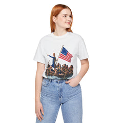 Historical Fever Patriot T‑Shirt — Revolutionary Flag Rowboat Design