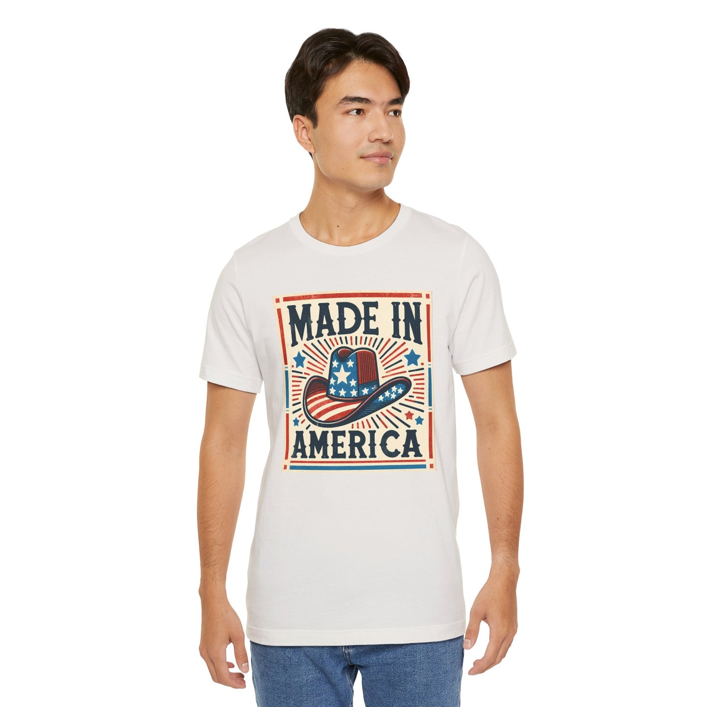 Made In America Cowboy Hat Graphic, Unisex Jersey Short Sleeve Tee