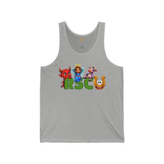 College Mascot Unisex Tank Top - Russell Sage Purple Cow, Red Devil, Golden Horseshoe, Blue Angel Enter into the Notes Box Before Purchase what your Graduation Year Is And We will Imprint It on the Back of Your Top