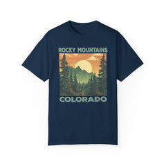 Rocky Mountains Colorado Graphic, Comfort Colors Soft Relaxed Fit Unisex Garment-Dyed T-shirt