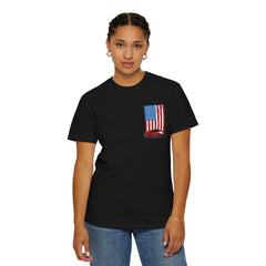 Patriotic Car Graphic Unisex T-Shirt - Vintage American Flag Design