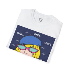 Chill Girl Unisex Softstyle T-Shirt  Pop Art Girl Wearing Sunglasses