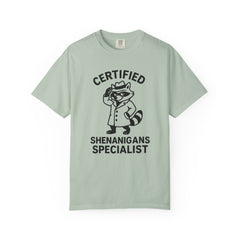 Certified Shenanigans Specialist T-shirt, Funny Tee, Unique Gift for Raccoon Lovers, Casual Wear, Birthday, Party Shirt