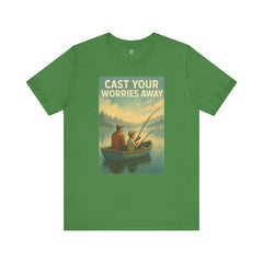 Relaxing Fishing Tee - Cast Your Worries Away, Unisex Casual Shirt, Perfect Gift for Dad, Outdoor Lovers, Fishing Trips, Summer Vibes