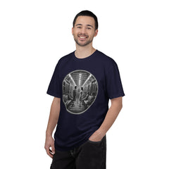 Don;t Stop Believing Subway Reflection T-Shirt — Vintage Black & White Urban Photo Tee
