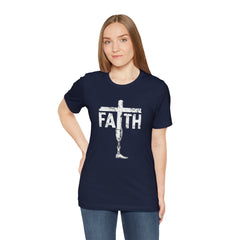 Faith Cross Prosthetic Leg T‑Shirt — Amputee Inspirational Christian Tee