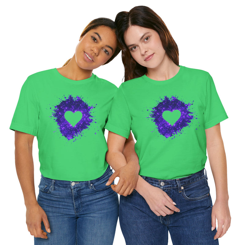 Galaxy Heart Tee — Purple or Green Splatter Heart T-Shirt