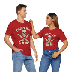Fitness Tee | Leg Amputee Funny Skull, Everyday Leg Day Gym Shirt, Workout Top