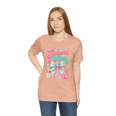 Summer Vibes Tee — Pastel Seashell Bow Beach T-Shirt