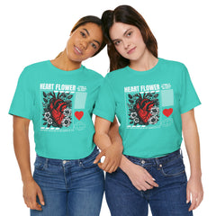 Heart Flower Tee - Nuturing Affection In The Garden Of Life - Positive Vibes Unisex Jersey Short Sleeve Tee