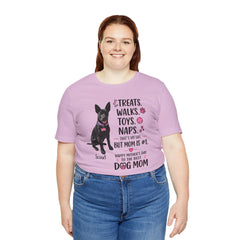 Personalized Your Dog and its name Mother's Day T-Shirt — 'Treats. Walks. Toys. Naps.