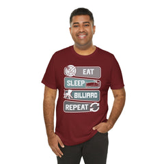 Eat Sleep Billard Repeat - Graphic Unisex Jersey Short Sleeve Tee