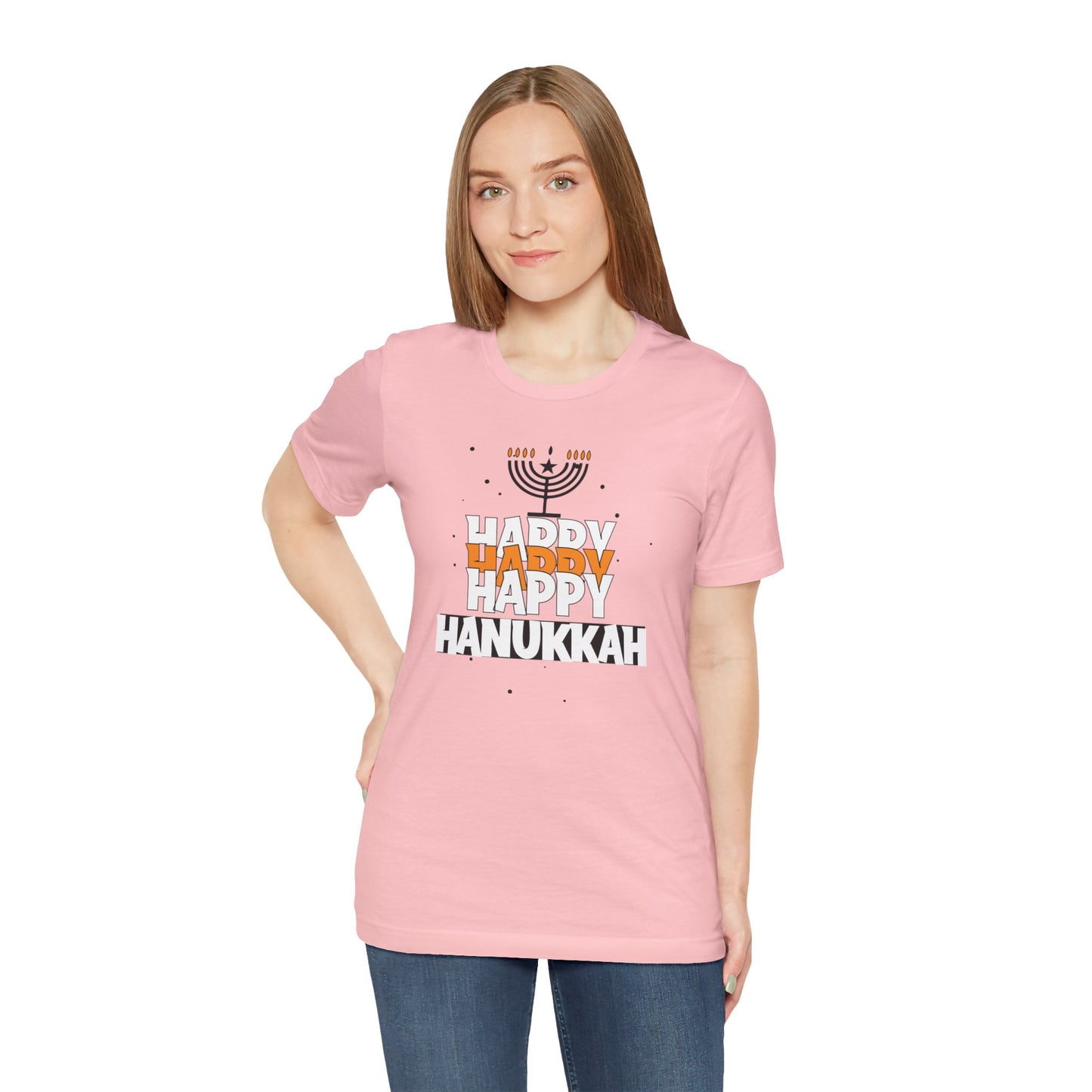 Happy Hanukkah Menorah - Unisex Jersey Short Sleeve Tee