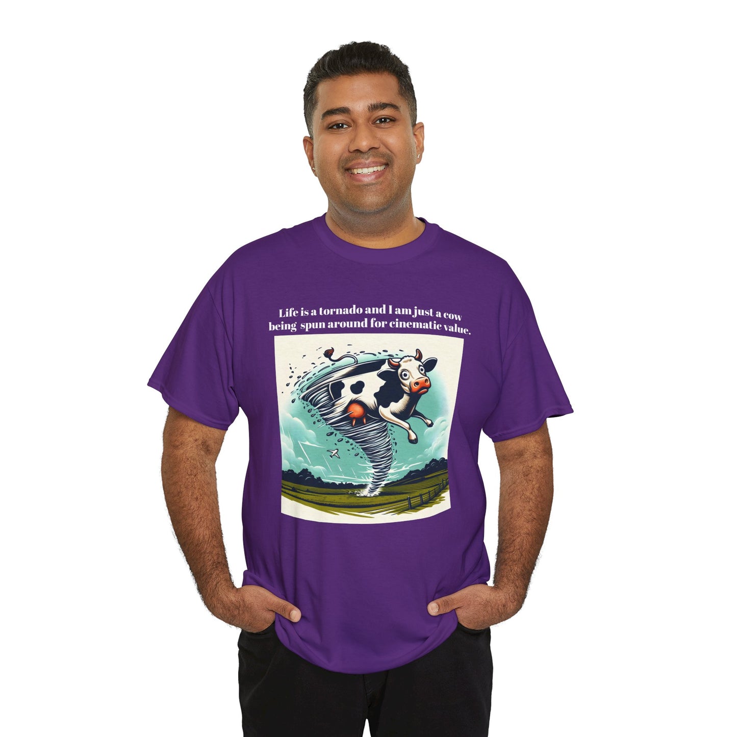 Funny Cow Caught In Tornado Unisex Tee