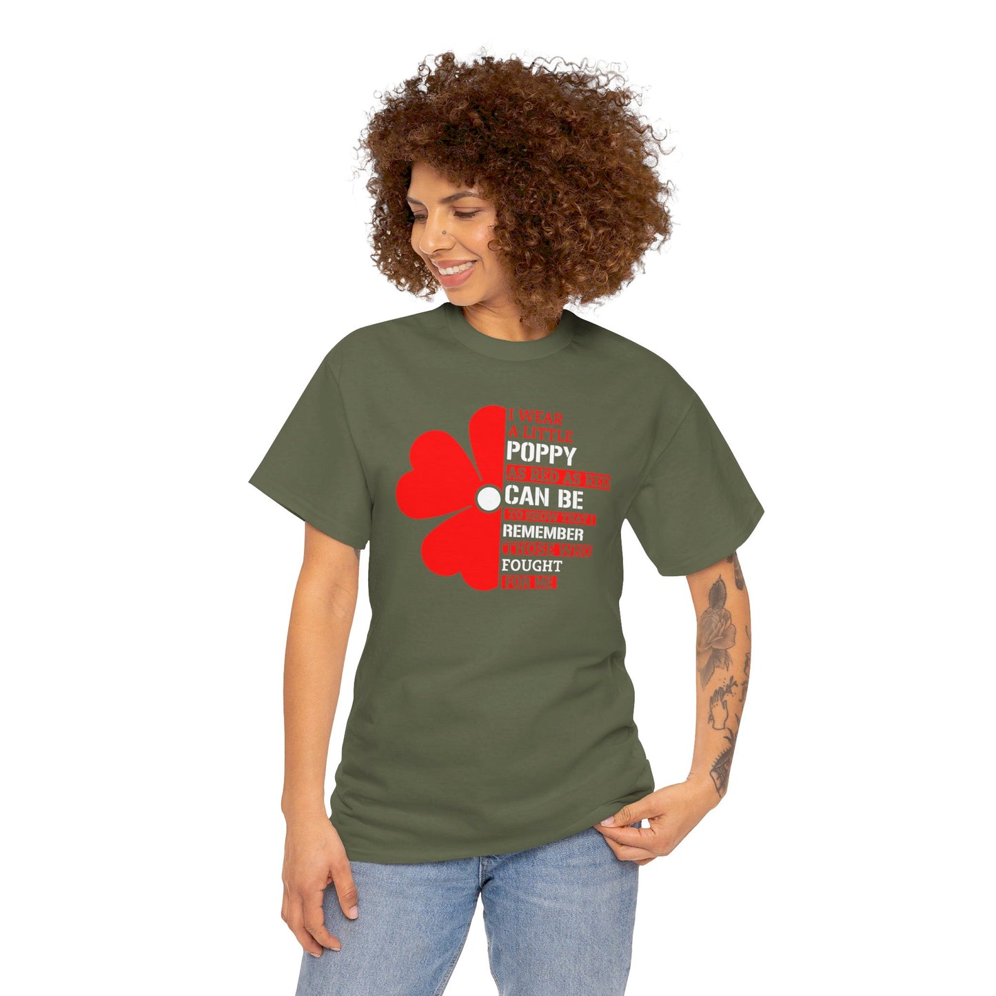 Memorial Day Poppy Tee, For Those Who Fought For Me, Unisex Cotton Tee